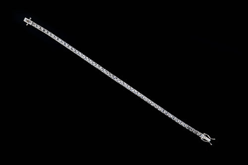 14K White Gold 5.23 Carat Total Weight Round Brilliant Diamond Tennis Bracelet - Queen May