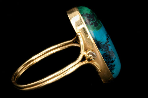 Vintage 14K Yellow Gold Chrysocolla and Diamond Ring - Queen May