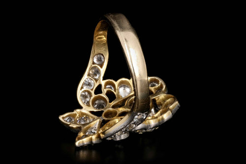 Edwardian 14K Yellow Gold and Platinum Top .87 Carats Old European Cut Diamond Ring - Queen May