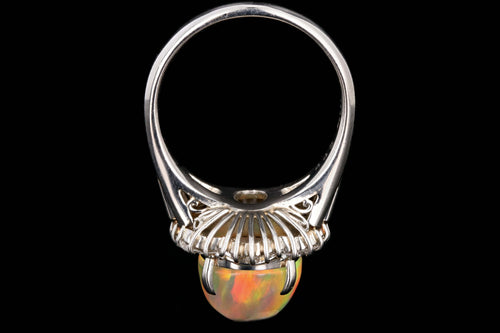 Retro Platinum 4.45 Carat Jelly Opal and Diamond Ring - Queen May
