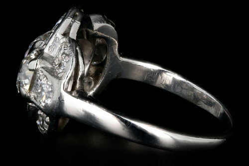 Art Deco Platinum 2.1 Carat Total Weight Old European Cut Diamond Ring - Queen May