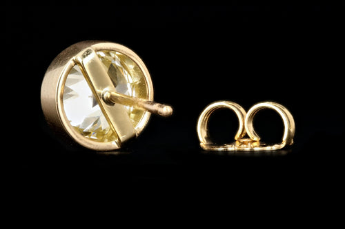 New 18K Yellow Gold 2.3 CTW Old European Cut Diamonds Bezel Set Stud Earrings GIA Certified - Queen May