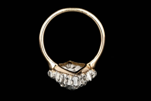 Victorian Platinum and 14K Yellow Gold .60 Carat Old Mine Cut Diamond Navette Ring - Queen May