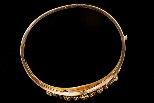Victorian 18K Yellow Gold .6 Carat Old Mine Cut Diamond Bangle - Queen May
