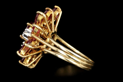 Vintage 14K Yellow Gold Natural Ruby and Diamond Ring - Queen May