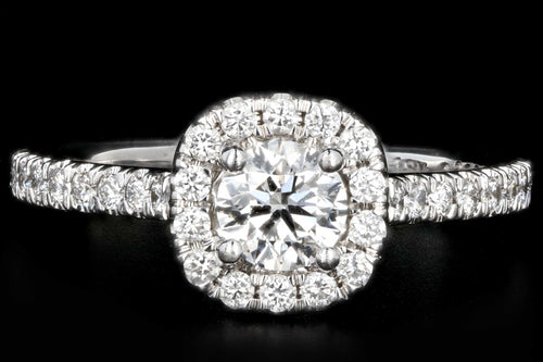 Modern 14K White Gold 1 Carat Princess Cut Diamond 3 Stone Engagement Ring - Queen May