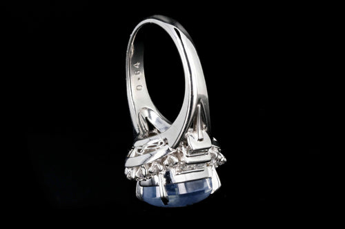 Retro Platinum 6.14 Carat Star Sapphire and Diamond Ring - Queen May