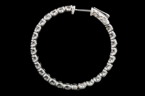 Modern 14K White Gold 5.2CTW Diamond Inside-Out Hoop Earrings - Queen May