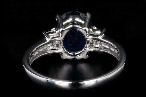 Retro Platinum 2.15 Carat Thailand Natural Royal Blue Sapphire and Diamond Ring - Queen May