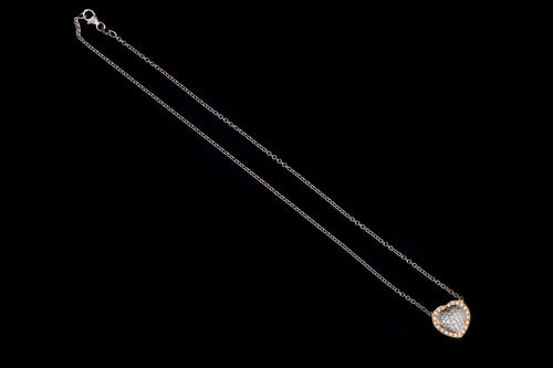 Modern 18K White and Rose Gold .75CTW Diamond Heart Pendant - Queen May