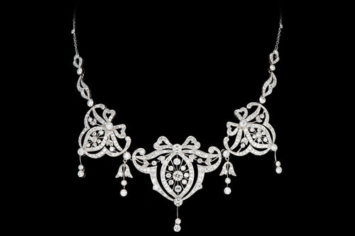 Edwardian Platinum 14.15 Carat Old Cut Diamond Necklace - Queen May