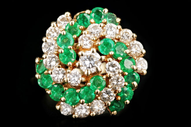 14K Yellow Gold 1.5 Carat Emerald and Diamond Ring - Queen May