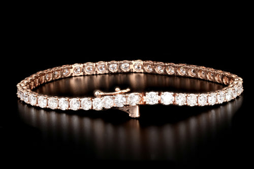 Modern 14K Rose Gold 7.45 Carat Diamond Tennis Bracelet - Queen May