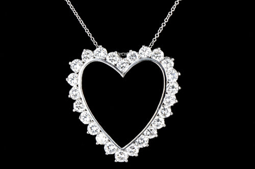 Modern Platinum 6.25CTW Diamond Heart Pendant With 18K Chain - Queen May