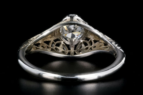 Art Deco Belias 18K White Gold Diamond Filigree Engagement Ring - Queen May