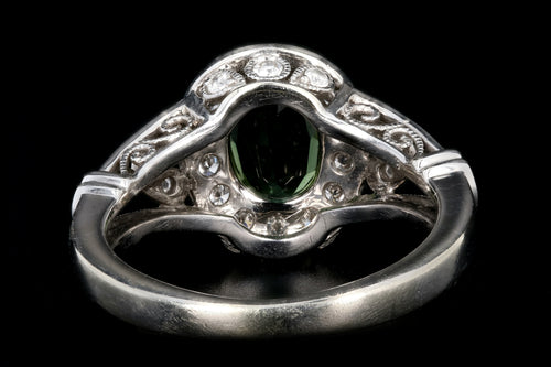 Modern 14K White Gold 1.20CT Green Tourmaline and Diamond Ring - Queen May