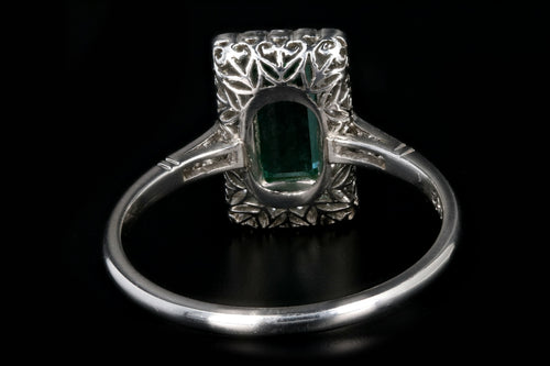 Art Deco Style Platinum .79 Carat Colombian Emerald & Diamond Ring - Queen May