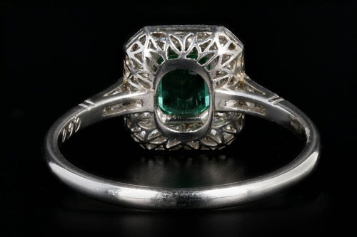 Art Deco Style Platinum .60 Colombian Emerald & Diamond Ring - Queen May