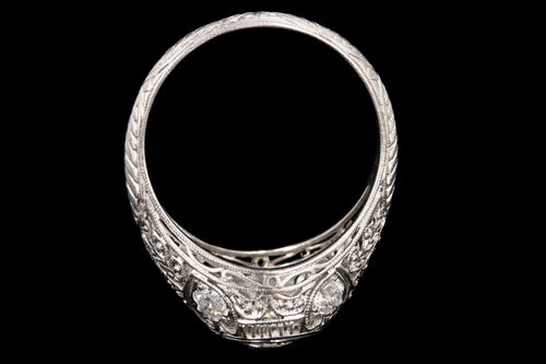 Art Deco Platinum .97 Carat Old European Cut Diamond Engagement Ring - Queen May