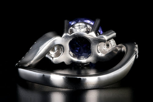 Modern 14K White Gold 1.63CT Tanzanite and Diamond Ring - Queen May
