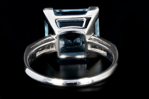 Retro Platinum 5 Carat Aquamarine and Diamond Ring - Queen May
