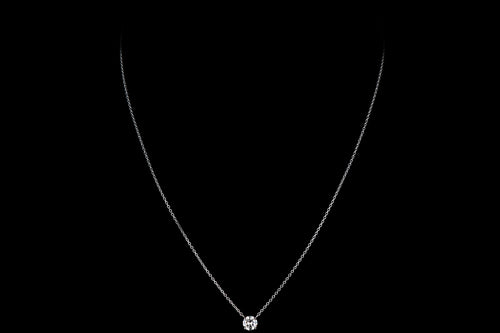 New 18K White Gold .71 Round Brilliant Cut Necklace GIA Certified - Queen May