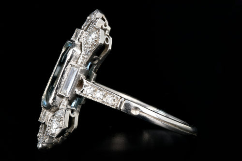 Art Deco Style Platinum 1.5 Carat Aquamarine Ring - Queen May
