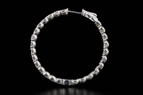 New 14K White Gold 6.96 Carat Diamond Inside Outside Hoops - Queen May