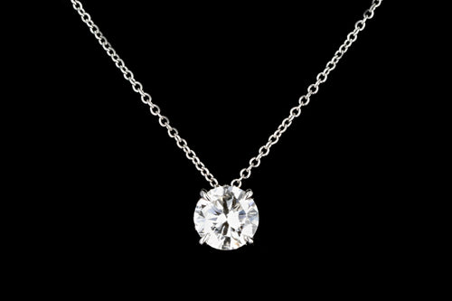 New 18K White Gold 1.19 Carat Round Brilliant Cut Diamond Pendant GIA Certified - Queen May