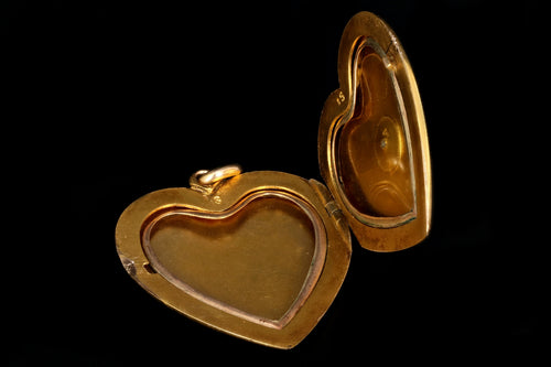 Victorian 10K Yellow Gold Sunburst Diamond Heart Locket - Queen May