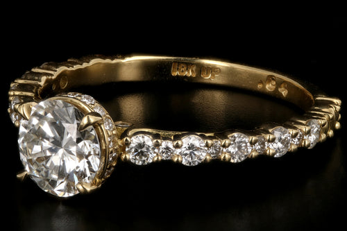 Modern 18k Yellow Gold .84CT Round Cut Diamond Engagement Ring - Queen May