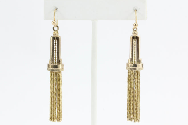 Vintage 14K Yellow Gold Tassel Earrings - Queen May