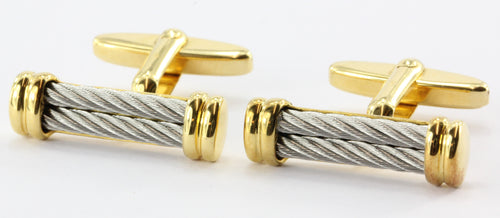 Charriol Cable Steel & Gold Tone Celtic Triple Codron Cufflinks - Queen May