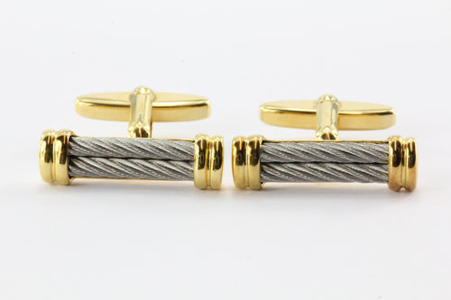 Charriol Cable Steel & Gold Tone Celtic Triple Codron Cufflinks - Queen May