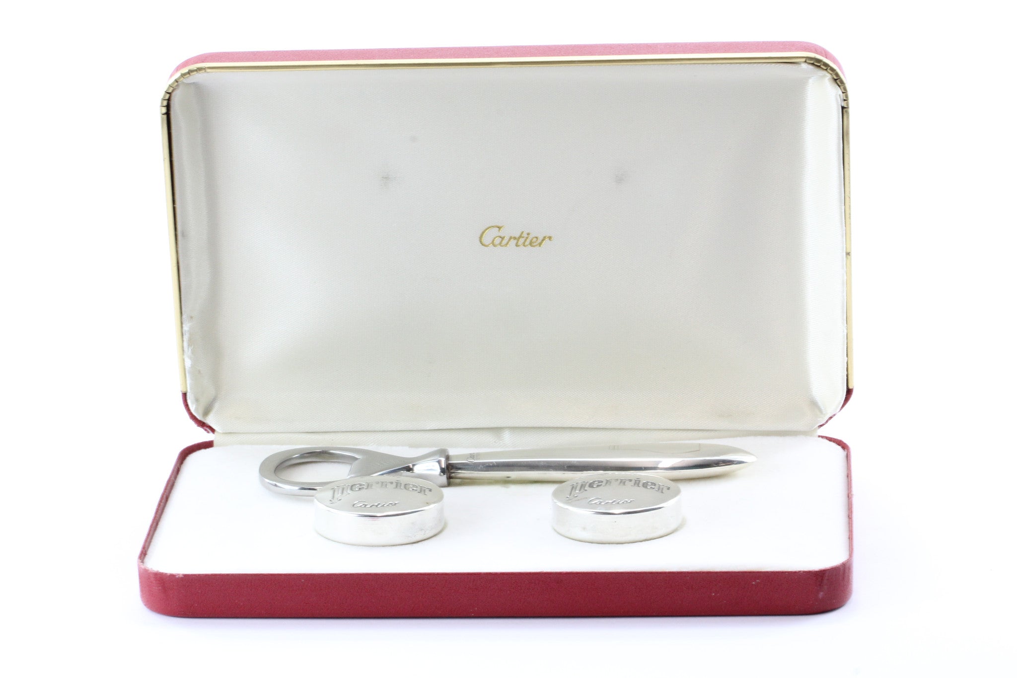 Cartier Sterling Silver Perrier 3 Piece Set Bottle Opener 2 Tops in