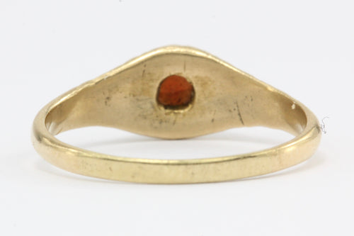 Victorian 14K Gold Garnet Belcher Mount Baby Ring C.1890's - Queen May
