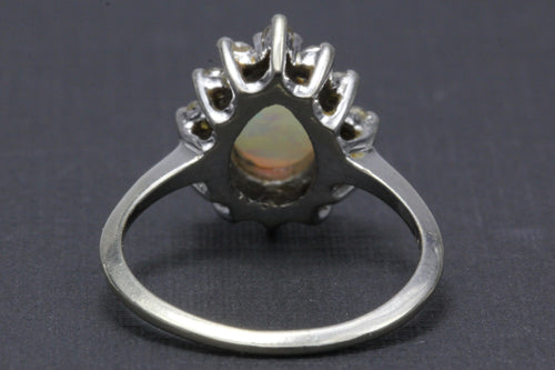 Retro 14K White Gold Opal Diamond Ring by Famor c.1960's - Queen May
