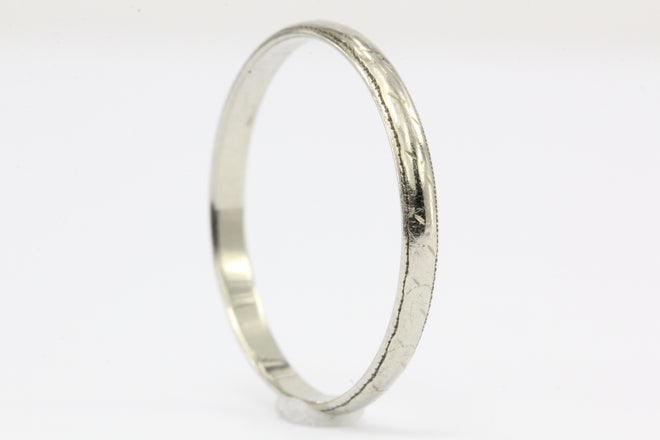 18K White Gold Art Deco Wedding Band Ring c.1920's Size 6.75 - Queen May