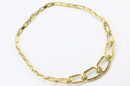 Vintage 18k Gold Graduated Chain Link Pave set Diamond Necklace - Queen May