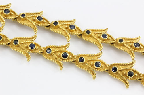 Vintage Greek / Greece 18K Gold Blue Sapphire Florette Necklace 7.5 ctw - Queen May
