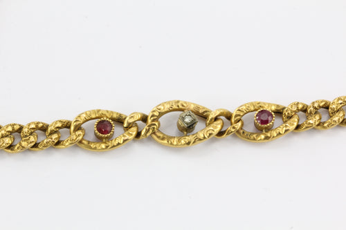French 22K Gold Belle Epoque Topaz Repousse Link Bracelet Paris c.1880 - Queen May