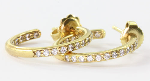 18K Yellow Gold 1 CTW Diamond Eternity Hoop Earrings by Honora - Queen May