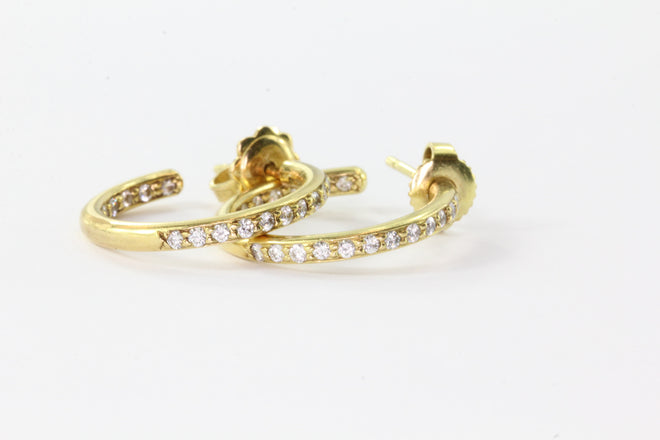 18K Yellow Gold 1 CTW Diamond Eternity Hoop Earrings by Honora - Queen May