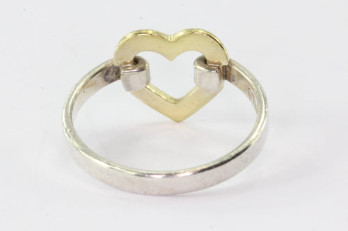 Tiffany & Co Sterling Silver & 18K Yellow Gold Open Heart Ring Size 5 - Queen May