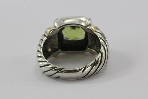 David Yurman Sterling Silver & 14K Gold Peridot Cable Ring Size 6.25 - Queen May