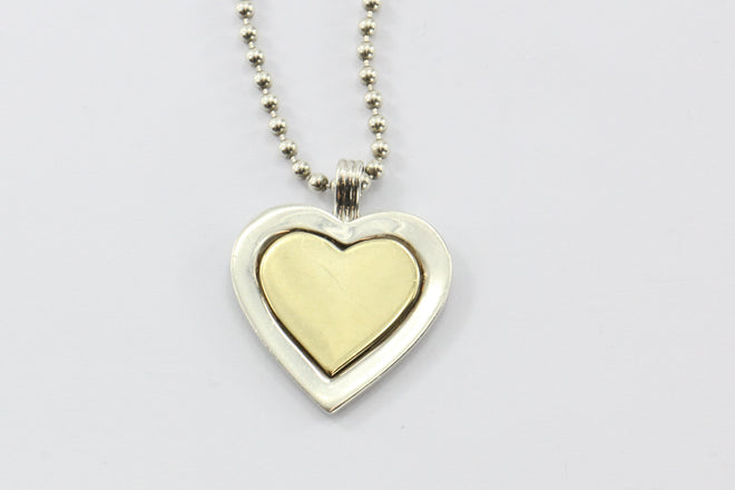 Vintage Tiffany & Co Sterling Silver & 18K Gold Heart Pendant & Necklace - Queen May