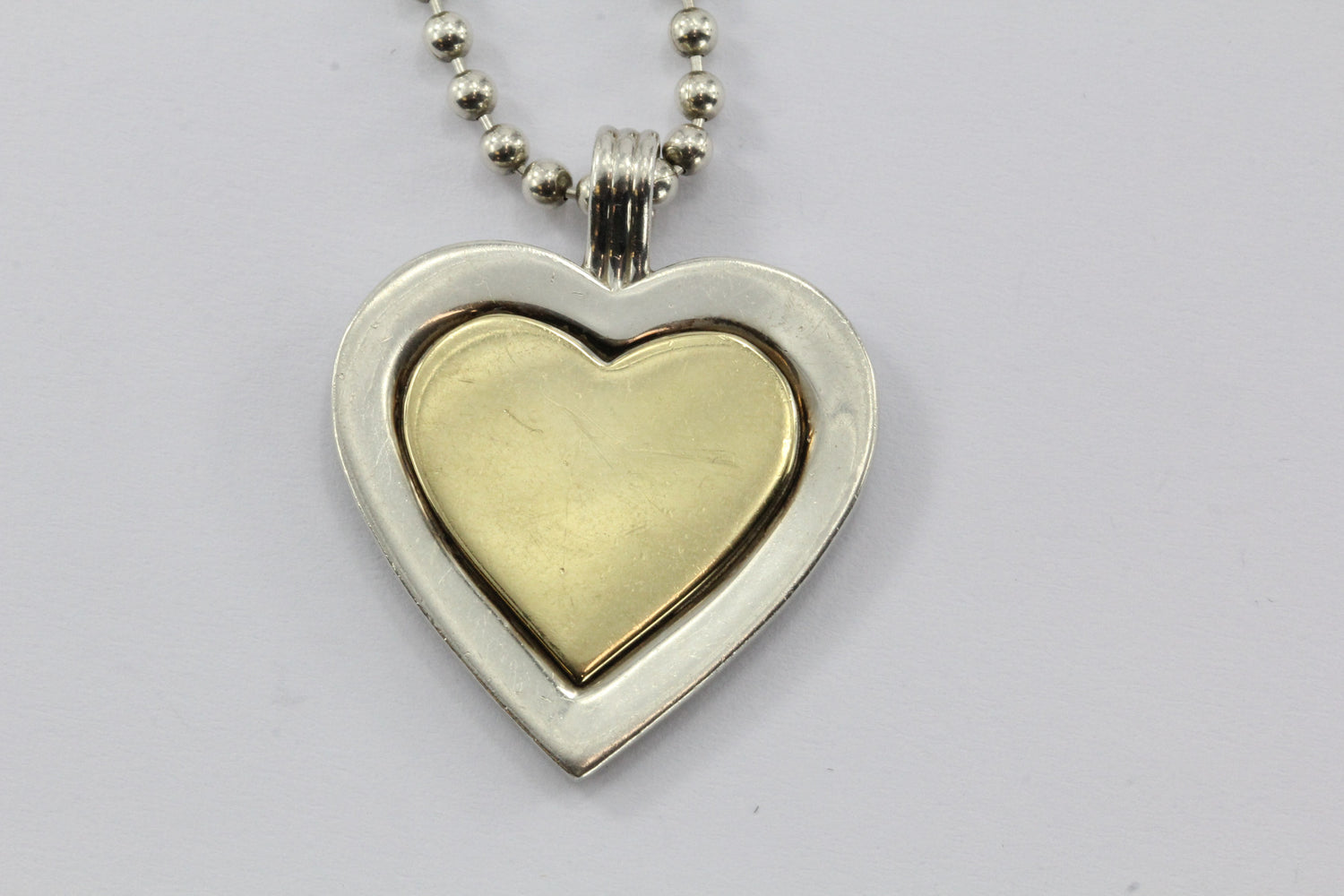 Vintage Tiffany & Co Sterling Silver & 18K Gold Heart Pendant & Neckla ...