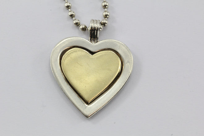 Vintage Tiffany & Co Sterling Silver & 18K Gold Heart Pendant & Necklace - Queen May