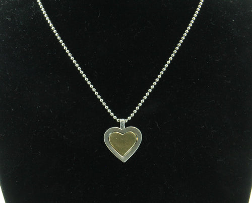 Vintage Tiffany & Co Sterling Silver & 18K Gold Heart Pendant & Necklace - Queen May