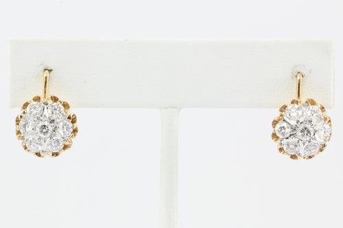 Vintage 14K Rose Gold Diamond Cluster Soviet Era Armenian Earrings c.1989 - Queen May